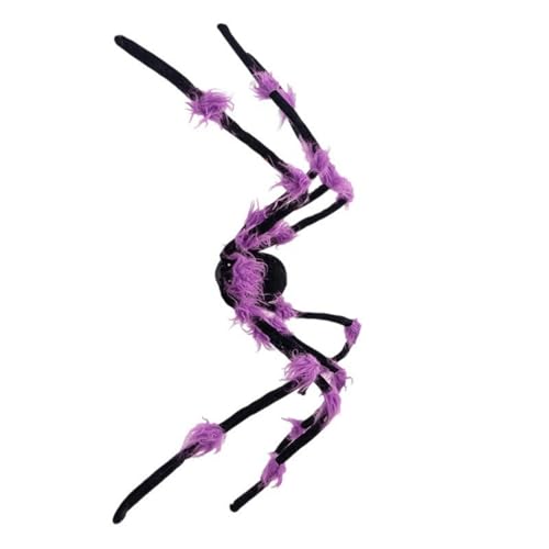 Realistische Plüsch-Arachniden-Halloween-Dekoration mit LED-Licht und Timer für Wand, Baum, Garten, Vorgarten, Halloween, Plüsch, Arachniden-Dekorationen, 130 cm von YPREWY