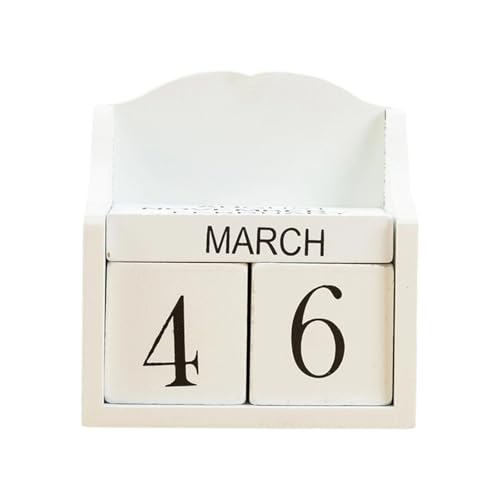 Vintage Desktop Permanent Kalender mit Datum Monat Anzeige Holzblock Home Office Fotografie Zubehör Dekoration Europäischer Pastoral Holz Kalender von YPREWY