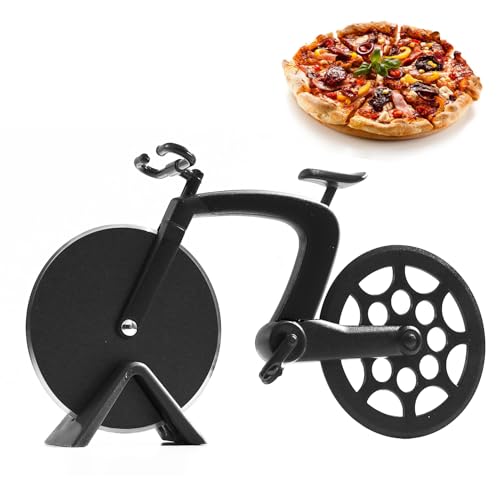 YPYMOD Fahrrad Pizzaschneider, Antihaftbeschichteter Edelstahl Doppel Pizza Schneider, FüR KüChen, Restaurants, Partys Usw(Schwarz) von YPYMOD
