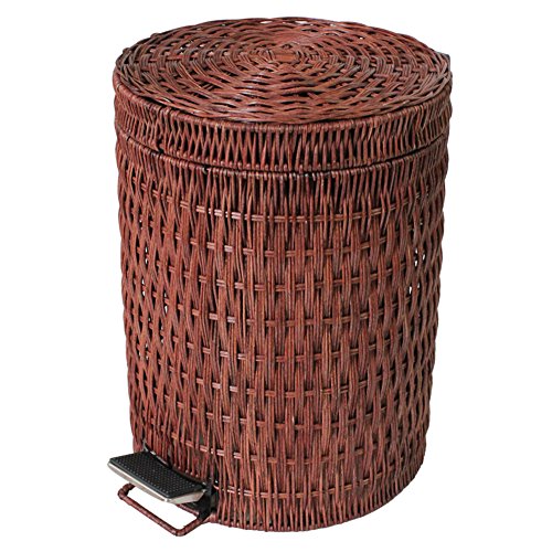 SANDM Wrash können Schritt Trash can,Rattan & Wicker Entfernbar Mülleimer in Home & Kitchen Trash dose mit Deckel Runde Trash can-B von YQ WHJB