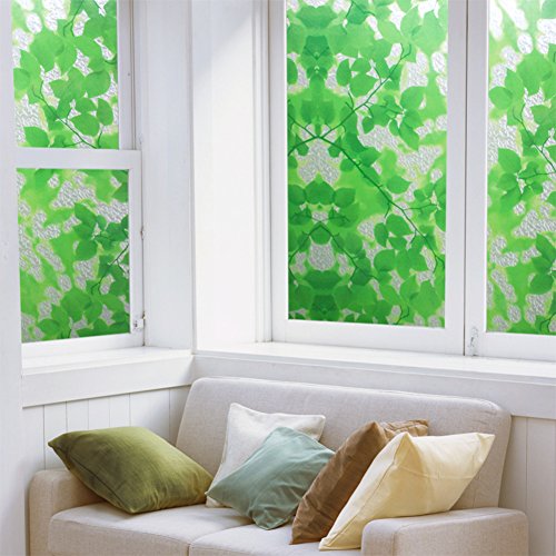 YQ WHJB Kein kleber Statische dekorfolie,Sonnen schutzfolie,Grün Fenster dekor Ablehnung der Glas Aufkleber Schlafzimmer Wiederverwendbar Fensterfolien -A 90x100cm(35x39inch) von YQ WHJB