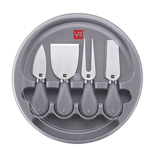 YQ 3 in 1 tragbare Käsebrett und 4 Stück Käsemesser Set,7-teiliges Käsebrett Set,Käseplatte und Messerset Cheese Board and Knife Set für Einweihungsgeschenke, Neues Zuhause, Hochzeitsgeschenke (grau) von yq