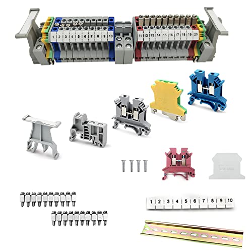 YUE QIN 20 Stück UK/2.5B Reihenklemmen Hutschiene DIN Schienenanschlussblocks Kit Durchgangsklemme Kit Geeignet für Automatisierungsprojekte,Garage,DIY-Projekte Stromkreisumwandlung von YQ