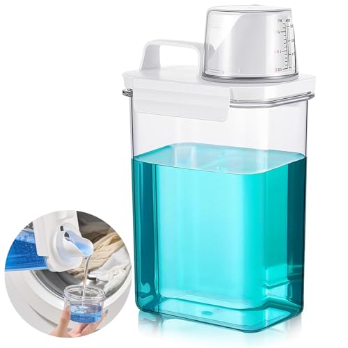 YQBFTC 2300ml Waschmittel Aufbewahrung mit Messbecher,Waschmittel Waschpulver Aufbewahrungsbox,Luftdichter Waschmittelspender,Mehrzweck Waschmittelbox für WaschPulver,Wäscheparfüm,Getreide Reis von YQBFTC