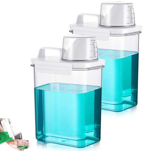YQBFTC 2PCS 1800ml Waschmittel Aufbewahrung mit Messbecher,Waschmittel Waschpulver Aufbewahrungsbox,Luftdichter Waschmittelspender,Mehrzweck Waschmittelbox für WaschPulver,Wäscheparfüm,Getreide Reis von YQBFTC