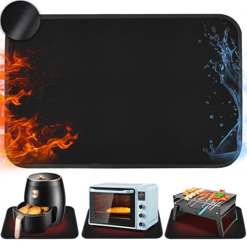 YQBFTC Feuerfeste Unterlage,80x60 cm Hitzebeständige Unterlage,Hitzebeständige Matte,Feuerfeste Silikonmatten Grillmatten für Tischplatte,Hitzeschutzmatte für Luftfritteuse Mikrowelle Kaffeemaschine von YQBFTC