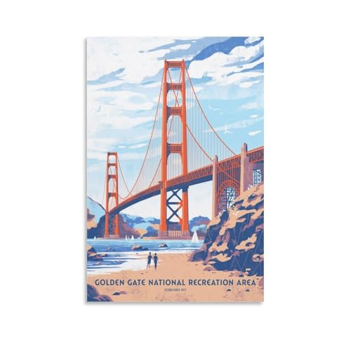 YQCQCS Golden Gate National Recreation Area Vintage Reiseposter Golden Gate Bridge Leinwand Kunst Poster Bild Wanddekoration Malerei Poster Dekorative Poster YQCQCS Golden Gate National Recreation Area Vintage Reiseposter Golden Gate Bridge Leinwand Kunst Poster Bild Wanddekoration Malerei Poster Dekorative Poster von YQCQCS