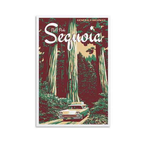 YQCQCS Sequoia National Park California Vintage Reiseposter Generals Highway Leinwand Kunst Poster Bild Wanddekoration Malerei Poster Dekorative Poster YQCQCS Sequoia National Park California Vintage Reiseposter Generals Highway Leinwand Kunst Poster Bild Wanddekoration Malerei Poster Dekorative Poster von YQCQCS