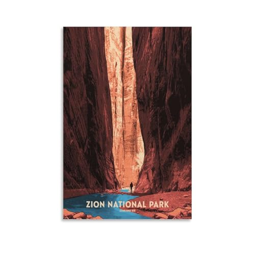 YQCQCS Zion National Park Vintage Reiseposter The Narrows Hiker Leinwand Kunst Poster Bild Wanddekoration Malerei Poster Dekorative Poster YQCQCS Zion National Park Vintage Reiseposter The Narrows Hiker Leinwand Kunst Poster Bild Wanddekoration Malerei Poster Dekorative Poster von YQCQCS