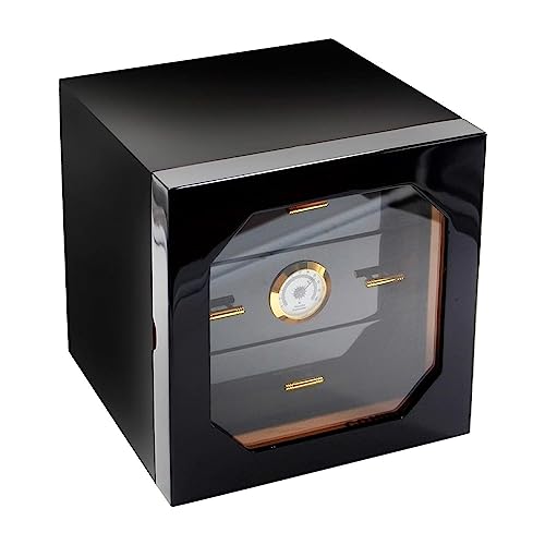 YQCXG 3-lagiger Desktop-Zigarren-Humidor mit großer Kapazität, schwarzer Zigarrenschrank mit Hygrometer-Luftbefeuchter für Männer, Krakenfüße von YQCXG