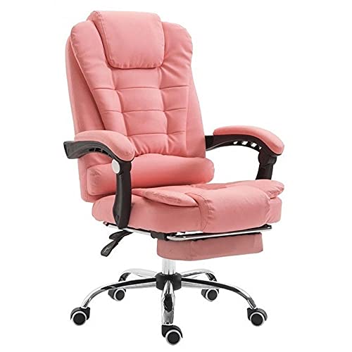 YQCXG Executive Massage-Computerstuhl, Beheizter Bürostuhl, Liegestuhl aus PU-Leder mit hoher Rückenlehne, Drehstuhl, Sessel mit Fußstütze, Rosa von YQCXG