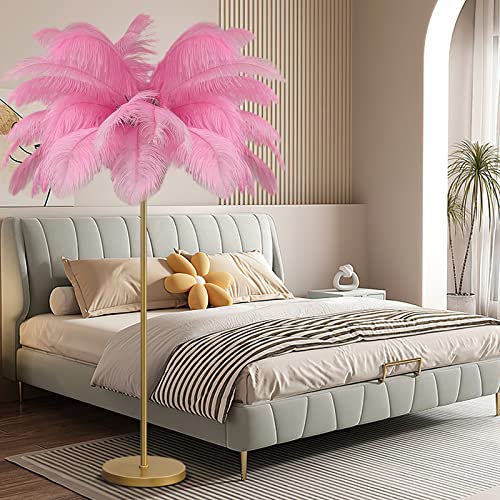 YQGOO Federlampe Feder Lampe Wohnzimmer Stehlampe,Stehlampe Federn Lampe,Palm Tree Straußenfedern Stehlampen,1,6m Hoch 3 Farben Dimmbar,Wohn/Schlafzimmer mit Knopfschalter Dekorbeleuchtung(pink)… von YQGOO