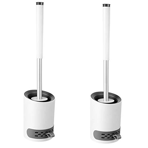 2Pack Toilettenbürste und Halter Set Wandmontage/Bodenbelag mit Diatomeen-Schlammpad Pinzette Silikon Bad Toilettenbürsten von YQHWLKJ