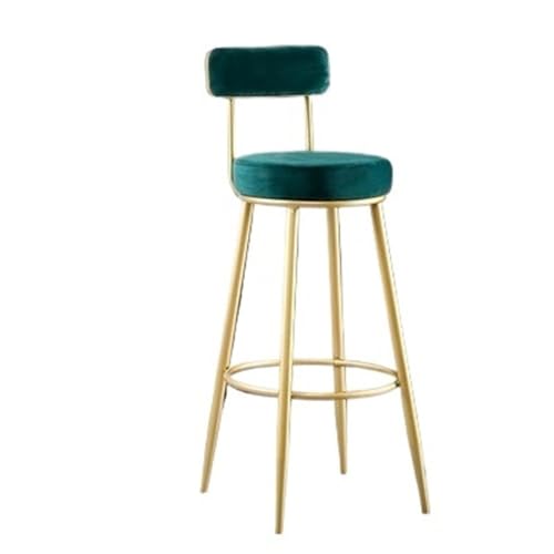 YQINQIN83B Barhocker Grüner Samt Sitzfläche Eisen Barhocker Einfache Haushaltsbar Cafe mit Rückenlehne Hochstuhl Barstühle(Mittel) von YQINQIN83B