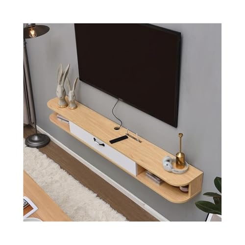 YQINQIN83B TV-Schrank Minimalistischer schwebender TV-Ständer, kleines Lagerregal for Wohnzimmer und Schlafzimmer mit Kabelmanagement Fernsehschrank(Natural) von YQINQIN83B