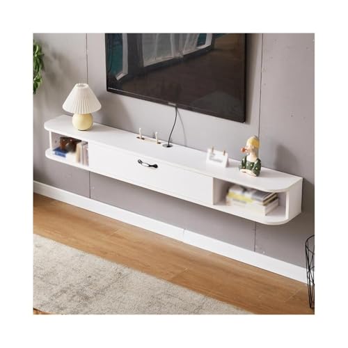 YQINQIN83B TV-Schrank Minimalistischer schwebender TV-Ständer, kleines Lagerregal for Wohnzimmer und Schlafzimmer mit Kabelmanagement Fernsehschrank(Weiß) von YQINQIN83B