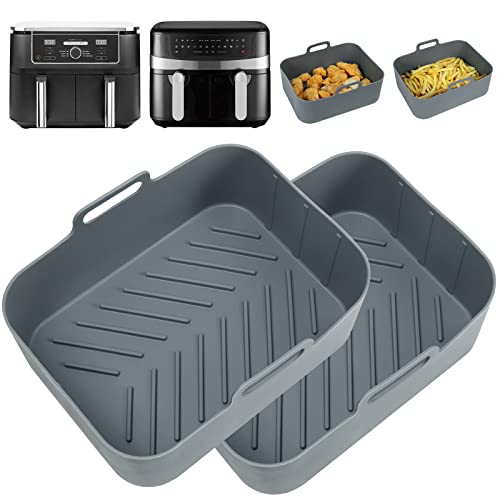 YQL Heißluftfritteuse Zubehör für Ninja AF400EU, 2PCS Silikonform für Heißluftfritteuse Eingedickt AF400EU Zubehör Airfryer Silikonform für Ninja Foodi/Innsky und anderen Dual Zone Air Fryer von YQL