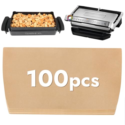 YQL 37cm x 19,5cm Backpapier Kompatibel mit Tefal OptiGrill XL Backschale/Mini Backofen, Optigrill Elite XL Backschale Zubehör, Backpapier für Pommes, Chicken Popcorn, Pizza, Kekse, Brot(100 Stück) von YQL
