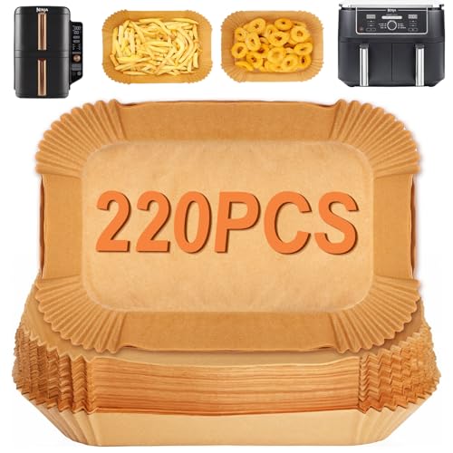 YQL 220 Stück Backpapier für Heißluftfritteuse, Heißluftfritteuse Zubehör für Ninja Foodi Dual Zone AF200EU/AF300EU/AF400EU/Ninja Double Stack XL SL400EU/COOKWISE 9L Airfryer 2 Kammern von YQL