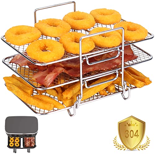 YQL Airfryer Zubehör für Ninja Foodi Dual Zone AF300EU, AF400EU, Heißluftfritteuse Zubehör 304 überzogener Edelstahl Air Fryer Rack Air Fryer Accessories von YQL