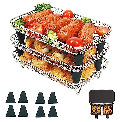 YQL Air Fryer Racks für Ninja Foodi Dual Zone, 304 Edelstahl Airfryer Zubehör, Speziell für Ninja AF300EU entwickelt, Grillrost Heißluftfritteuse für Tower/Ninja Dual Zone Heißluftfritteuse 7,6L von YQL