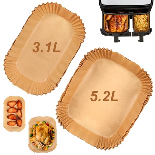 YQL Airfryer Backpapier für Tefal Heißluftfritteuse 5,2/3,1L, Heißluftfritteuse Zubehör für Philips Airfryer 3000/5000 Series 9L Dual Basket/Cookwise 2 Kammern (50 Stück + 50 Stück) YQL Airfryer Backpapier für Tefal Heißluftfritteuse 5,2/3,1L, Heißluftfritteuse Zubehör für Philips Airfryer 3000/5000 Series 9L Dual Basket/Cookwise 2 Kammern (50 Stück + 50 Stück) von YQL