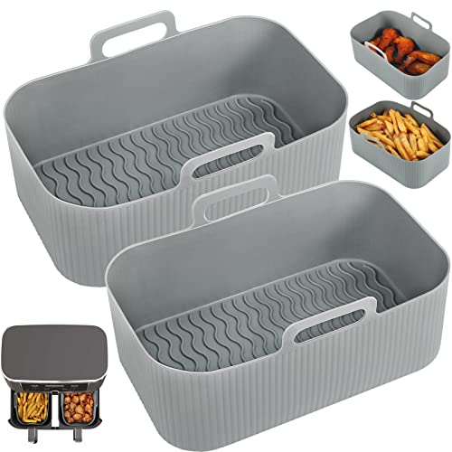 YQL Airfryer Zubehör für Ninja Foodi Dual Zone Heißluftfritteuse AF300EU/AF200EU, Silikonform Heißluftfritteuse Rechteckig, Wiederverwendbare Heissluftfritteuse Zubehör Für Airfryer Doppelkammer von YQL