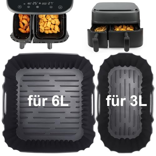 YQL Airfryer Zubehör für Philips Airfryer Dual Basket 3000/5000 Series, Silikonform Heißluftfritteuse für Philips Dual Basket Airfryer 3L &6L, Einsatze für COOKWISE Heißluftfritteuse 3L & 6L von YQL