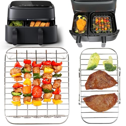 YQL Airfryer Zubehör für Philips Airfryer Dual Basket 3L & 6L, Grillrost Heißluftfritteuse für Philips Dual Airfryer 3000/5000-Serie/Cookwise Heißluftfritteuse 3L & 6L, 304 Edelstahl Air Fryer Racks von YQL