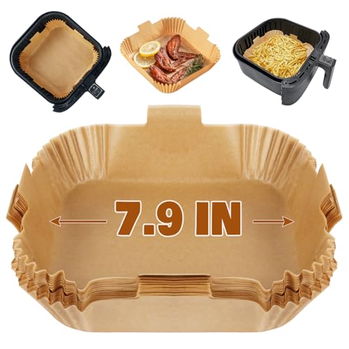YQL 20cm Airfryer Backpapier Quadrat, Backpapier für Heißluftfritteuse 5L-7,5L, Zubehör für Ninja AF180EU/AF180EUCP, Philips, COSORI XXL, Tefal Easy Fry, MEDION XL, Iceagle XL, Aigostar XXL (50 Stück) von YQL