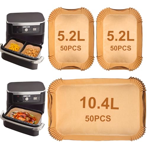 YQL 150pcs Airfryer Backpapier für Ninja Foodi Flexdrawer 10,4 L Heißluftfritteuse AF500EU/AF500EUCP, Airfryer Zubehör für Ninja AF500EU/AF500EUCP/Cosori Dual Blaze Twinfry 10L/Cecotec 9 L/Duronic von YQL
