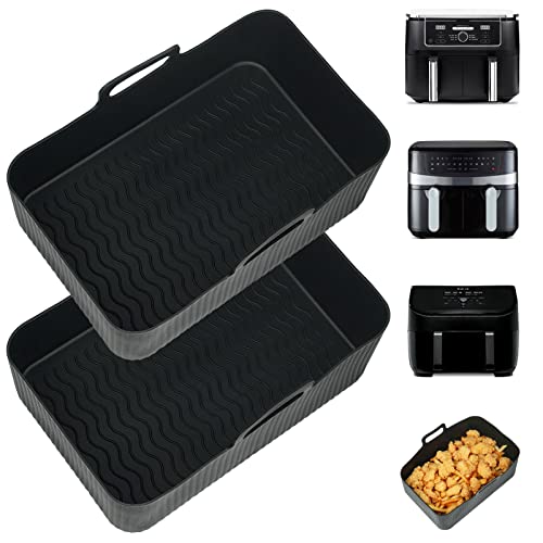 YQL Silikonform Heißluftfritteuse für Ninja Foodi Max Dual Zone Heißluftfritteuse AF400EU/ AF400EUCP, Airfryer Zubehör für Ninja Double Stack XL SL400EU/ Andere Heissluftfritteuse Doppelkammer 9,5L von YQL