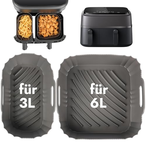 YQL Heißluftfritteuse Zubehör für Philips Dual Airfryer 3000/5000 Series, Silikonform Heißluftfritteuse für Philips Airfryer Dual Basket (3L & 6L), Einsatz für Philips/COOKWISE Airfryer 3L & 6L von YQL