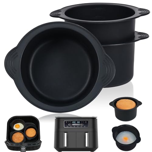 YQL Silikonform Heißluftfritteuse, 3 Packungen Ei Former Kuchenform für Heißluftfritteuse, Airfryer Zubehör für Cosori/Philips/Ninja/Tefal Luftfritteuse und mehr-Eierformen von YQL