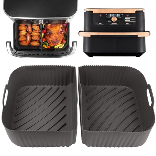 YQL Silikon Backform für Ninja Foodi Flexdrawer 10,4 L Heißluftfritteuse, 2 Stück Zubehör heißluftfritteuse Airfryer Silikonform für Ninja AF500EU AF500EUCP (Grau) von YQL