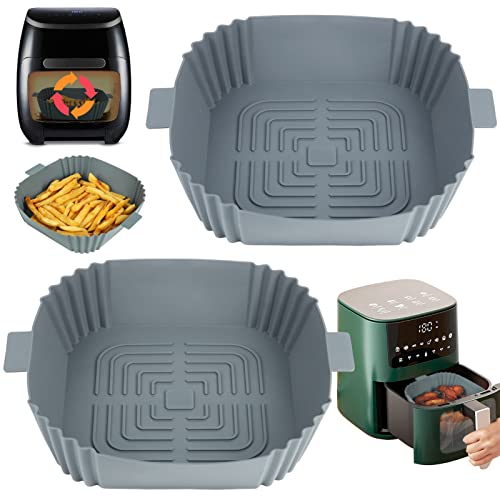 YQL Silikonform für Heißluftfritteuse Russell Hobbs 4L/ Philips 5000/2000-Serie, Heißluftfritteuse Zubehör Eckig, Air Fryer Silikon Einsatz für Ninja/Cosori/MEDION XL/Princess XXL/Tefal (3,5L-5,5L) von YQL