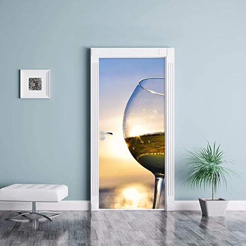 YQLKD Türtapete Selbstklebend Alkohol Tasse Aufkleber Aufkleber 3D Selbstklebend DIY Home Tür Dekoration PVC Tapete von YQLKD