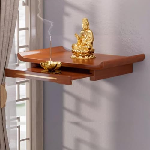 YQMHEZ Wandmontierter Altartisch für Den Persönlichen Schrein, Buddha-Nische mit Stauraum, Meditationstisch, Opfertisch für Kleine Räume(Brown) von YQMHEZ