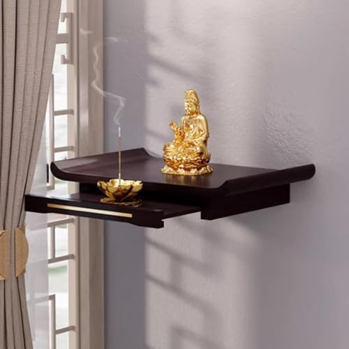 YQMHEZ Wandmontierter Altartisch für Den Persönlichen Schrein, Buddha-Nische mit Stauraum, Meditationstisch, Opfertisch für Kleine Räume(Nero) von YQMHEZ