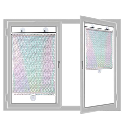 Saugnapf-Fensterrollos,Jalousien für Fenster,Einziehbare Sonnenblende mit Saugnapf,Balkon Beschattungsvorhang,für Haus/Büro Sichtschutz,Silber,W68cm*L125cm(W26.77in*L49.2in) von YQOLG87