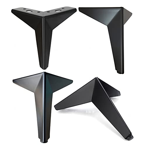 YQOLG87 Schwarze Moderne Couch Stützfüße,DIY Möbel Ersatz Fuß,Metalldreieckige Stützbeine,für Schrank Kommode TV Stand Couchtisch,4 Stücke,15cm/6in von YQOLG87