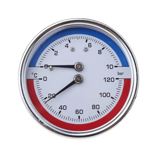 Manometer 1/8/1/4-Zoll-Gewindetemperatur- und Manometer-Messanschluss 0-120 ℃ 0-10 Bar Passend for Fußbodenheizung Manometer 1/8/1/4-Zoll-Gewindetemperatur- und Manometer-Messanschluss 0-120 ℃ 0-10 Bar Passend for Fußbodenheizung von YQVEOT