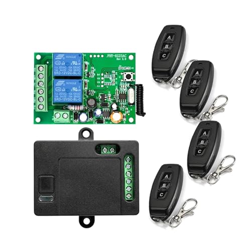 Steuerplatine für Schiebetorantriebe 433 Mhz Drahtlose Fernbedienung AC220V 2CH Universal Rf Relais Empfänger Und Sender for Garage Tür Und Tor Motor Steuerung für Schiebetor-Kit(1RC 4T) von YQVEOT