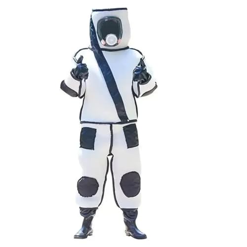 YQVEOT Verdickter Anti-Bienen-Anzug mit Ventilator, professioneller Imkeranzug, siamesische Bienenzuchtkleidung, Sammeln von Honigbedarf für den Imker(3 Fans Enclosed mask,Medium) von YQVEOT