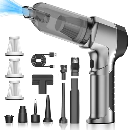 20000Pa Handstaubsauger Stark Bürstenlos,Auto Staubsauger USB Aufladbar Kabellos,Einstellbar 3-Gang Autostaubsauger mit Waschbar Staubfilter,Gebläse&Staubwedel&Handvakuumpumpe für Auto,Haus,Tierhaare von YQXTOOEL
