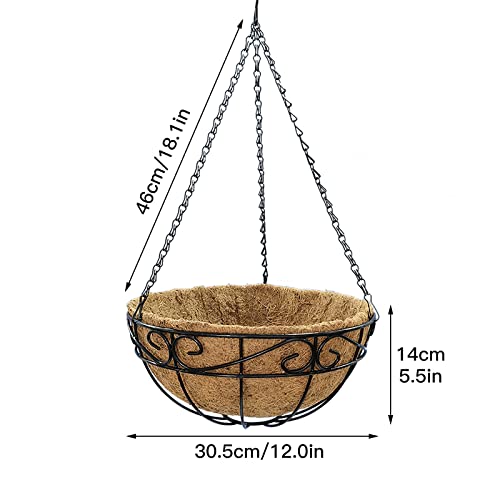 YQYAZL 2 Stück 30,5 cm Hängekörbe für Pflanzen im Freien, Metall-Hängekorb, Kokosnuss-Palme, hängende Blumentopf-Draht-Pflanzenhalter, Veranda-Dekor-Aufhänger von YQYAZL