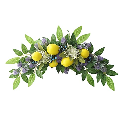 YQYAZL 50,9 cm künstliche Zitronengirlande Türkranz Frühling/Sommer Kranz Dekorative Girlande mit Gelber Zitrone Outdoor Girlanden für Haustür Wand Hochzeit Dekor von YQYAZL