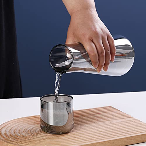 YQYAZL Durchsichtiges Wasserkaraffen-Set mit Tumbler-Glas für Schlafzimmer, Nachttisch, Nachtwasserkaraffe Set mit Tasse, Glas, Mundspülung, Dekanter (750/850 ml) von YQYAZL