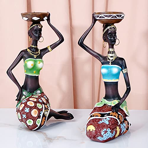 YQYAZL Kerzenhalter für afrikanische Frau, Afrikanische Frau, Statuen, Kunstharz, Kerzenhalter für Tischdekoration, Esszimmer, afrikanische amerikanische Vintage-Geschenk, 2 Stück von YQYAZL