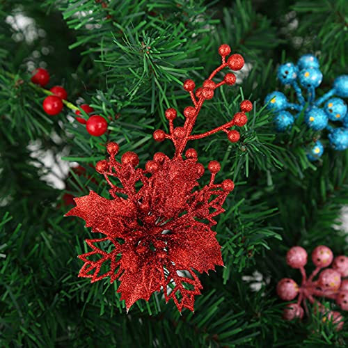 YQYAZL Künstliche Weihnachtssterne mit Glitzer, 15 cm, Rot, 10 Stück von YQYAZL